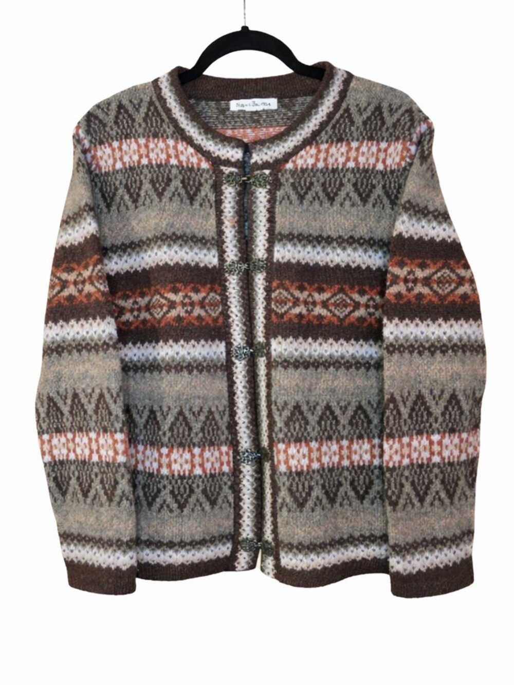 Susan Bristol Nordic Wool Cardigan Sweater  Size Small Vintage Scandi Knit